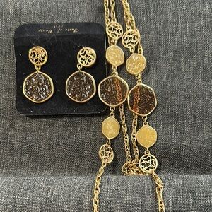 Elegant Gold and Brown Jewelry Set